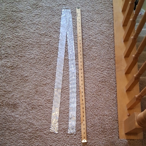 Multi Use Elegant Silver Scarf, Sash, Belt - Picture 4 of 4